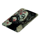 Frau in einer Gasmaske mit Blume Magnet (Linke Seite)