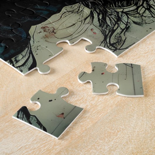 Frau in einer Gasmaske mit Blume Puzzle (Seite)