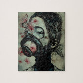 Frau in einer Gasmaske mit Blume Puzzle (Vertikal)