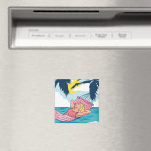 Frau in einer Hängematte am Strand Magnet (In Situ (Geschirrspüler))
