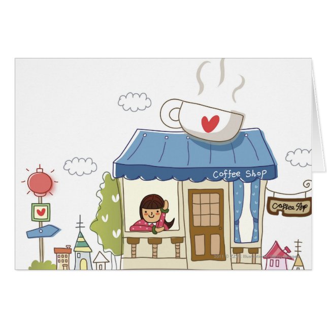 Frau in einer Kaffeestube (Vorderseite (Horizontal))