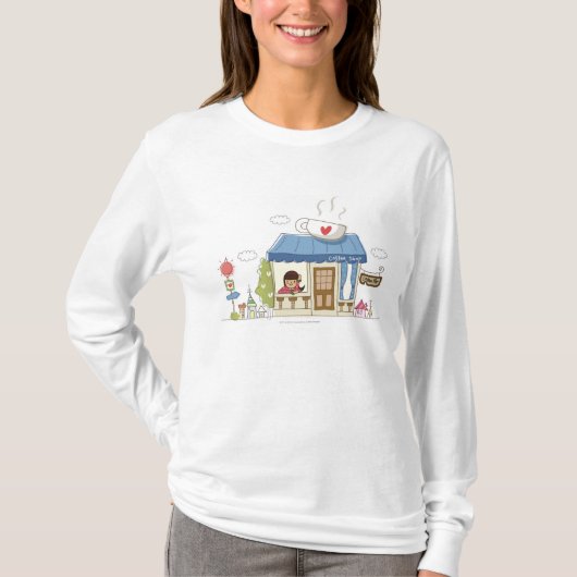 Frau in einer Kaffeestube T-Shirt (Vorderseite)