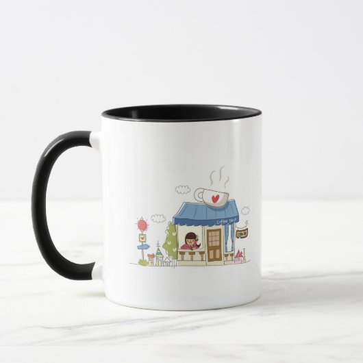 Frau in einer Kaffeestube Tasse (Links)