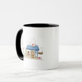 Frau in einer Kaffeestube Tasse (Vorderseite Links)