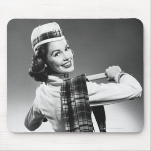 Frau in einer Kappe Mousepad
