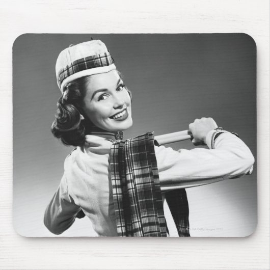 Frau in einer Kappe Mousepad (Vorne)