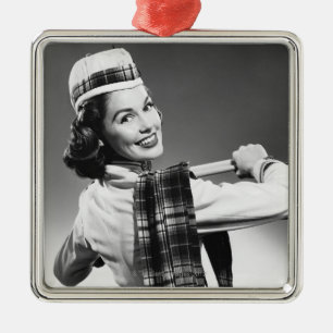 Frau in einer Kappe Ornament Aus Metall