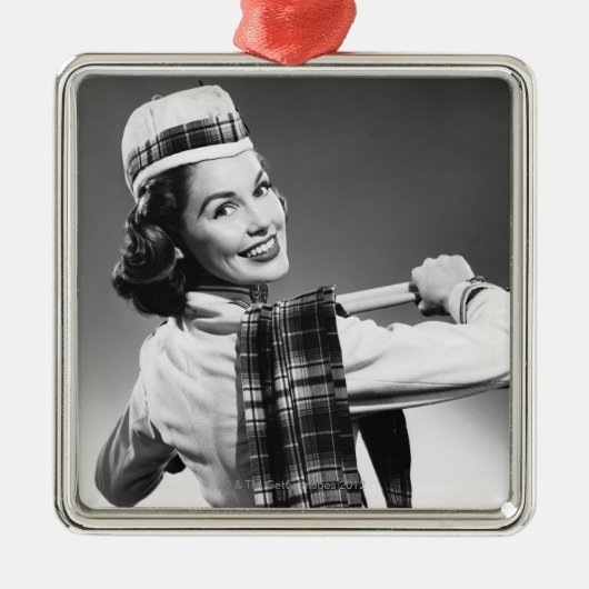 Frau in einer Kappe Ornament Aus Metall (Vorne)