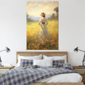 Frau in einer lebendigen Wildblume Wiesenölmalerei Leinwanddruck (Insitu (Schlafzimmer))