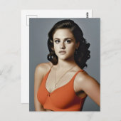 Frau in einer Orangen Sporthalle Postkarte (Vorne/Hinten)