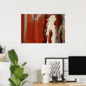 Frau in einer roten Adresse Poster (Heimbüro)