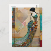 Frau in einer Sammelkleiderollage Postkarte (Vorne/Hinten)