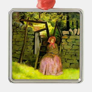 Frau in Erwartung (von John Everett Millais) Ornament Aus Metall