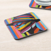 Frau in farbenfroher Hut 3 markante Silhouette Getränkeuntersetzer (Linke Seite)