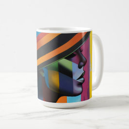 Frau in farbenfroher Hut 4 markante Silhouette Kaffeetasse