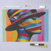 Frau in farbenfroher Hut 6 markante Silhouette Seidenpapier (Handwerk)