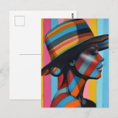 Frau in farbenfroher Hut 7 markante Silhouette Postkarte (Vorne/Hinten)