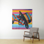 Frau in farbenfroher Hut 7 markante Silhouette Wandteppich (Beispiel (Horizontal))