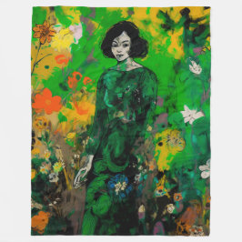 Frau in farbenprächtigem Feld Fleecedecke