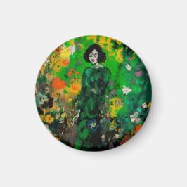 Frau in farbenprächtigem Feld Magnet