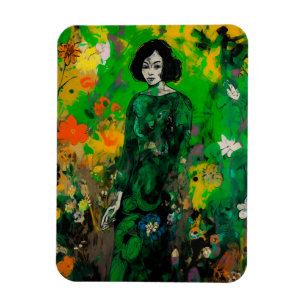 Frau in farbenprächtigem Feld Magnet
