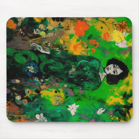Frau in farbenprächtigem Feld Mousepad (Vorne)