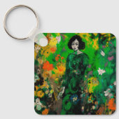 Frau in farbenprächtigem Feld Schlüsselanhänger (Vorderseite)