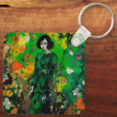 Frau in farbenprächtigem Feld Schlüsselanhänger (Rückseite)