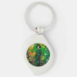 Frau in farbenprächtigem Feld Schlüsselanhänger