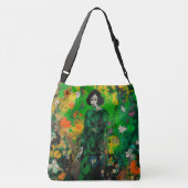 Frau in farbenprächtigem Feld Tragetaschen Mit Langen Trägern (Rückseite)