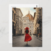 Frau in Florenz Italien Reisen Postkarte (Vorne/Hinten)