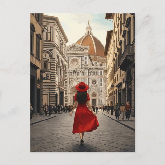 Frau in Florenz Italien Reisen Postkarte (Vorderseite)