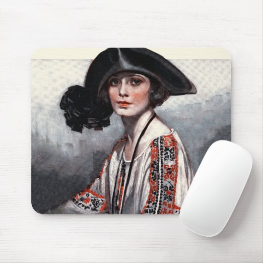 Frau in gestickter Bluse Mousepad (Mit Mouse)