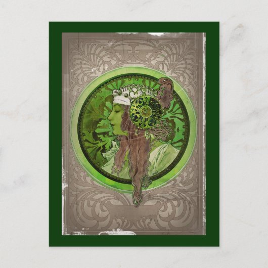 Frau in grün - LAUREL Postkarte (Vorderseite)