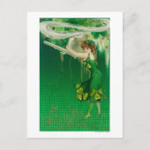 Frau in Grün mit Pipe-Szene Postkarte (Vorderseite)