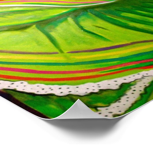 Frau in grünem Kleid Poster (Ecke)