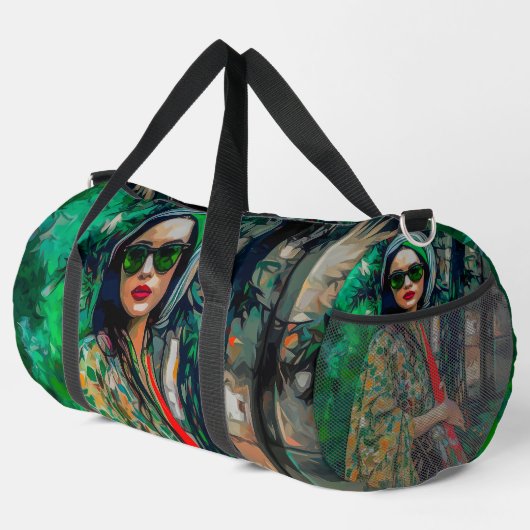 Frau in grüner Sonnenbrille Duffle Bag (Rechte Ecke)