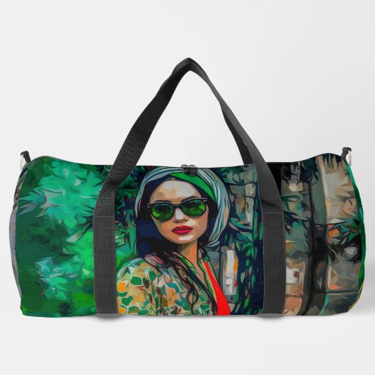 Frau in grüner Sonnenbrille Duffle Bag (Rückseite)