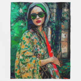 Frau in grüner Sonnenbrille Fleecedecke