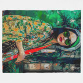 Frau in grüner Sonnenbrille Fleecedecke (Vorderseite (Horizontal))