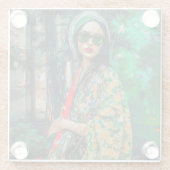 Frau in grüner Sonnenbrille Glasuntersetzer (Rückseite)