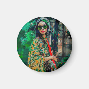 Frau in grüner Sonnenbrille Magnet