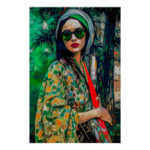 Frau in grüner Sonnenbrille