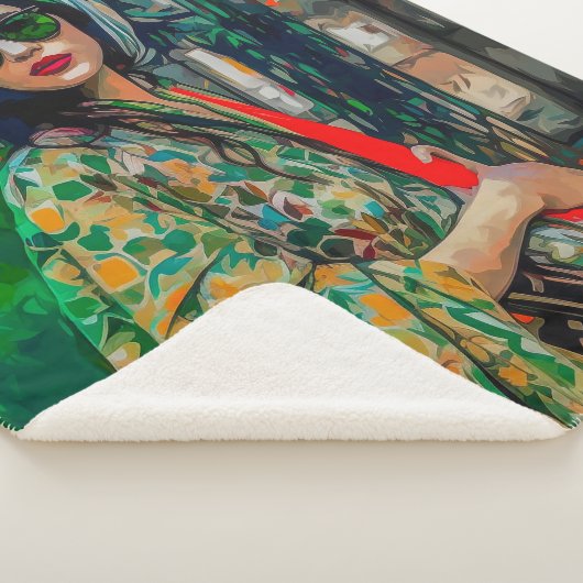 Frau in grüner Sonnenbrille Sherpadecke (3/4)