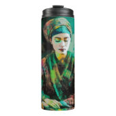 Frau in grüner Sonnenbrille Thermosbecher (Vorderseite)