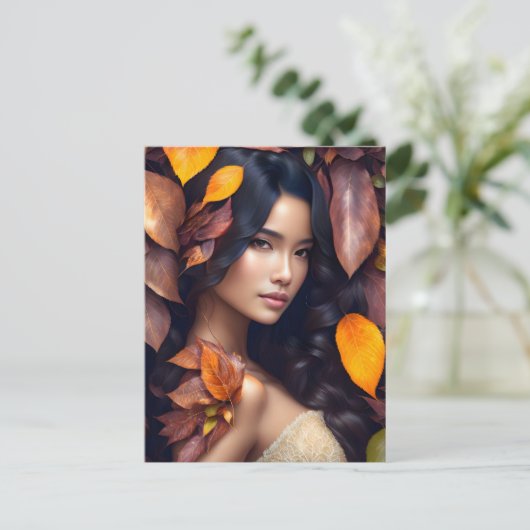 Frau in Herbstlauben, Postüberfahrt Postkarte (Stehend Vorderseite)