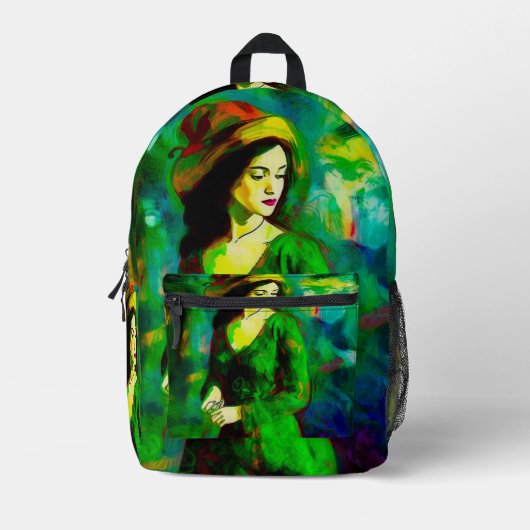 Frau in Hut Bedruckter Rucksack (Vorderseite)