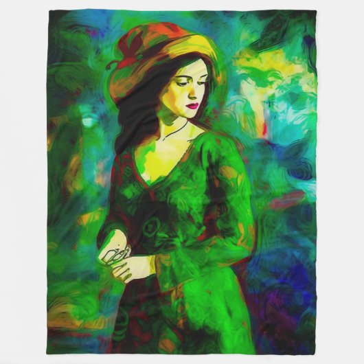 Frau in Hut Fleecedecke (Vorderseite)