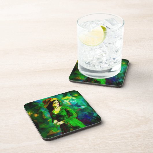 Frau in Hut Getränkeuntersetzer (Rechte Seite)