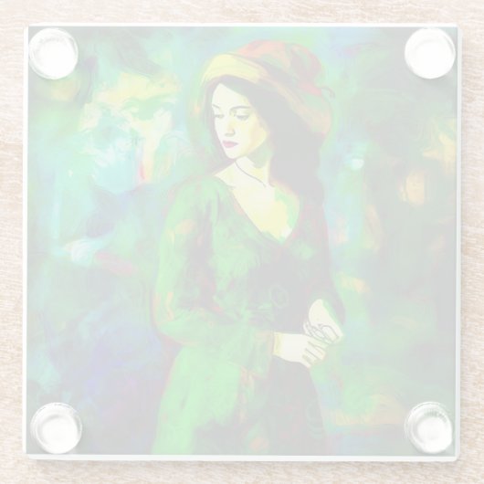 Frau in Hut Glasuntersetzer (Rückseite)